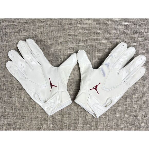 Nike Jordan Vapor Jet Football White Burgundy Logo Receiver Gloves